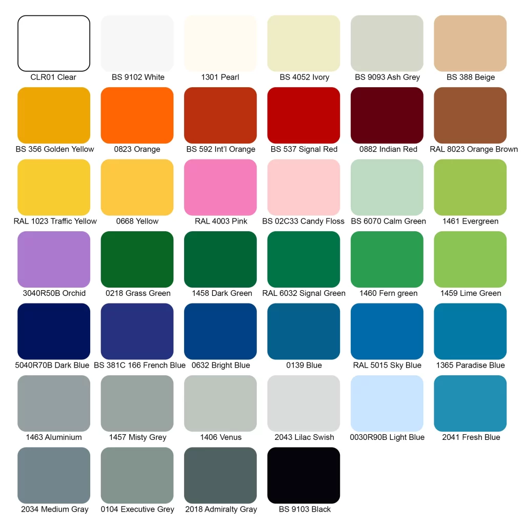 Epoxy PU color chart