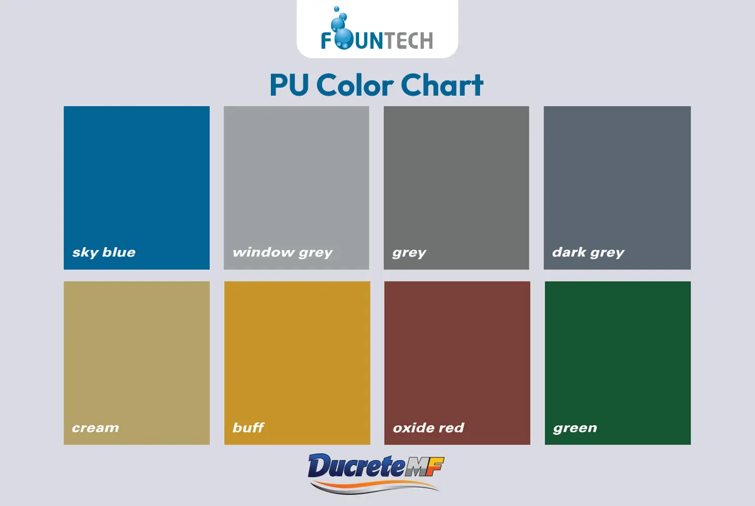 Colour chart with available shade options